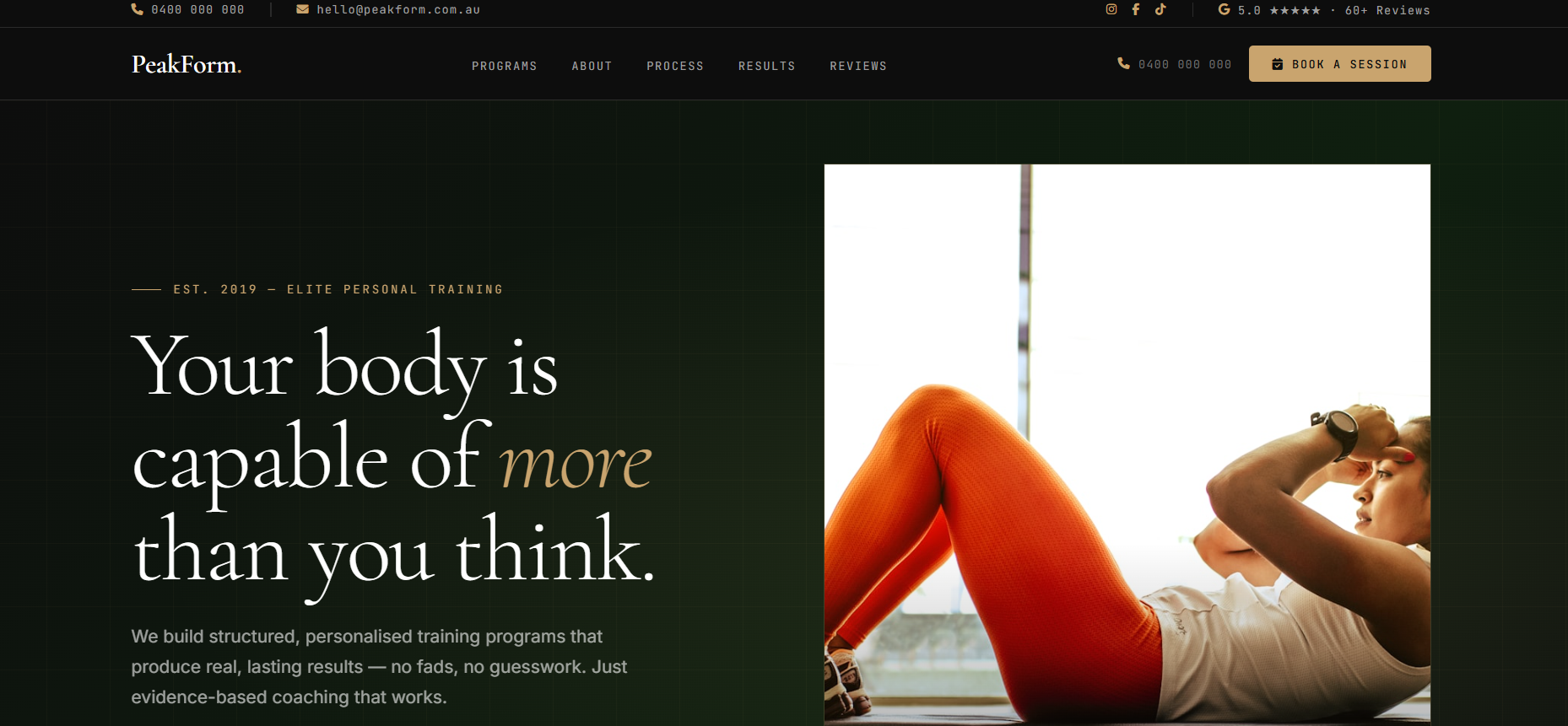 Personal Trainer website preview