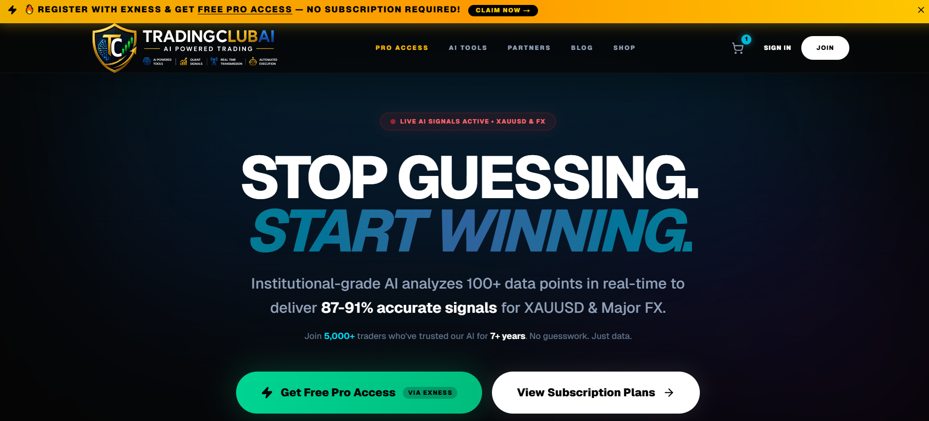 Trading Club AI live website